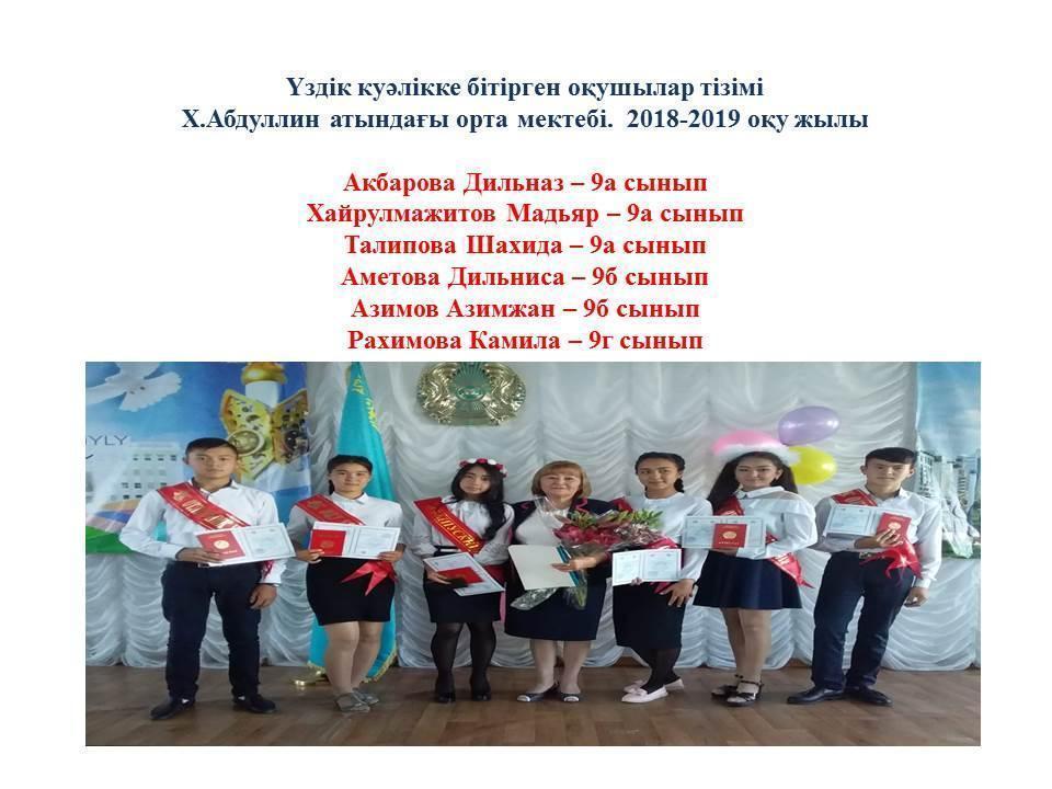 Үздік куәлік иегелері